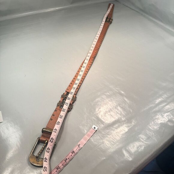 LeatheRock Leather Studded Western Belt Interlocking Chain Links Y2K Boho - Picture 12 of 16